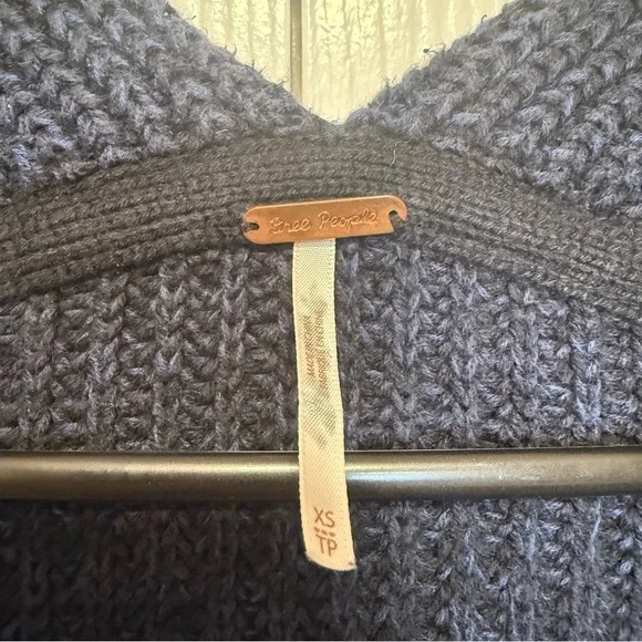 Free People Navy Black Chunky Knit Cardigan Sweater - Picture 6 of 8